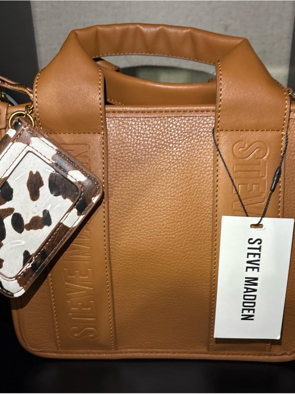 Steve Madden Camel/Tan Structured Top-Handle Satchel